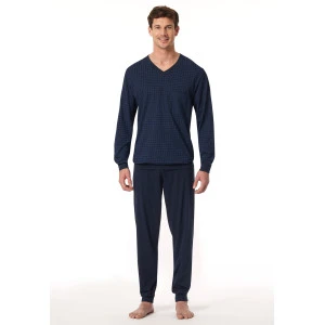 Lange Pyjama Schiesser Heren | Marine Ruit