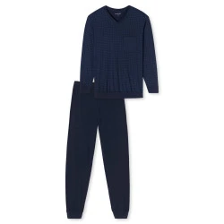 Lange Pyjama Schiesser Heren | Marine Ruit