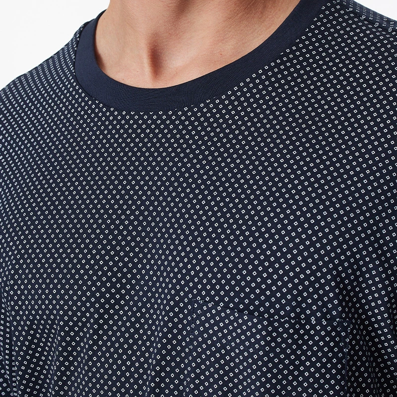 Schiesser Pyjama Tricot | Marine Met Print | www.pietkoopmans.nl
