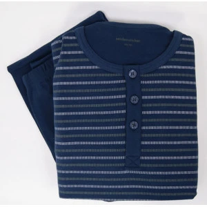 Seidensticker Pyjama Tricot | Blauw Groen Gestreept