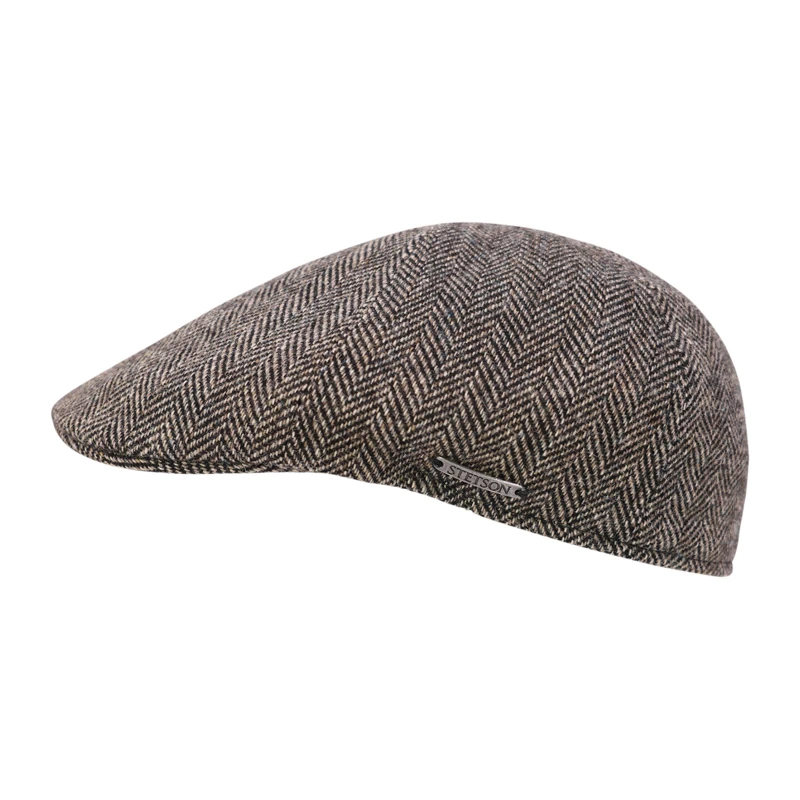 Stetson Flatcap Visgraat | Zwart Bruin | www.pietkoopmans.nl