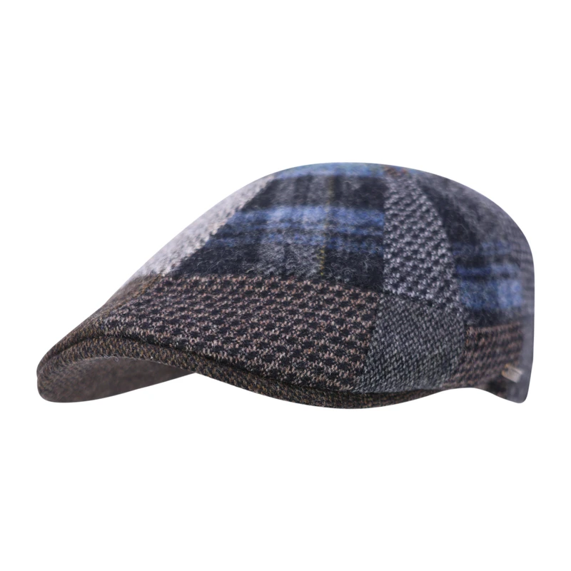 Stetson Winter Flatcap Patchwork | Bruin Navy | www.pietkoopmans.nl