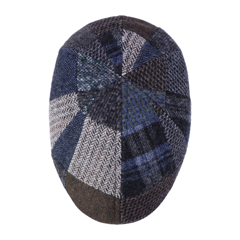 Stetson Winter Flatcap Patchwork | Bruin Navy | www.pietkoopmans.nl