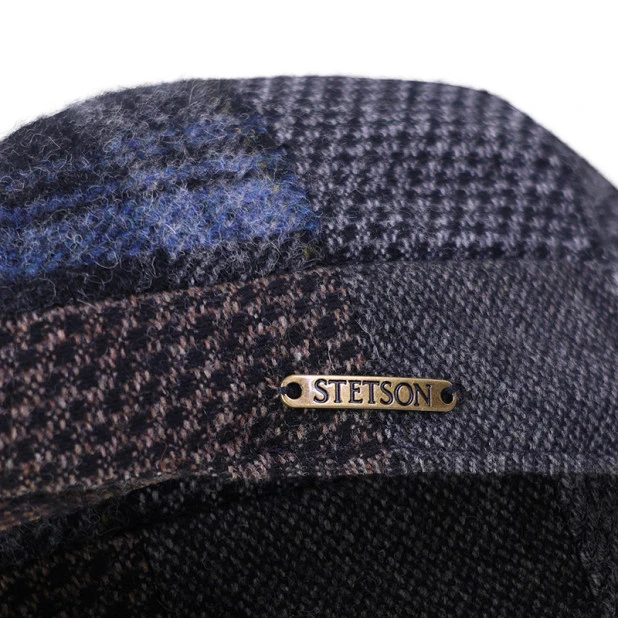 Stetson Winter Flatcap Patchwork | Bruin Navy | www.pietkoopmans.nl 