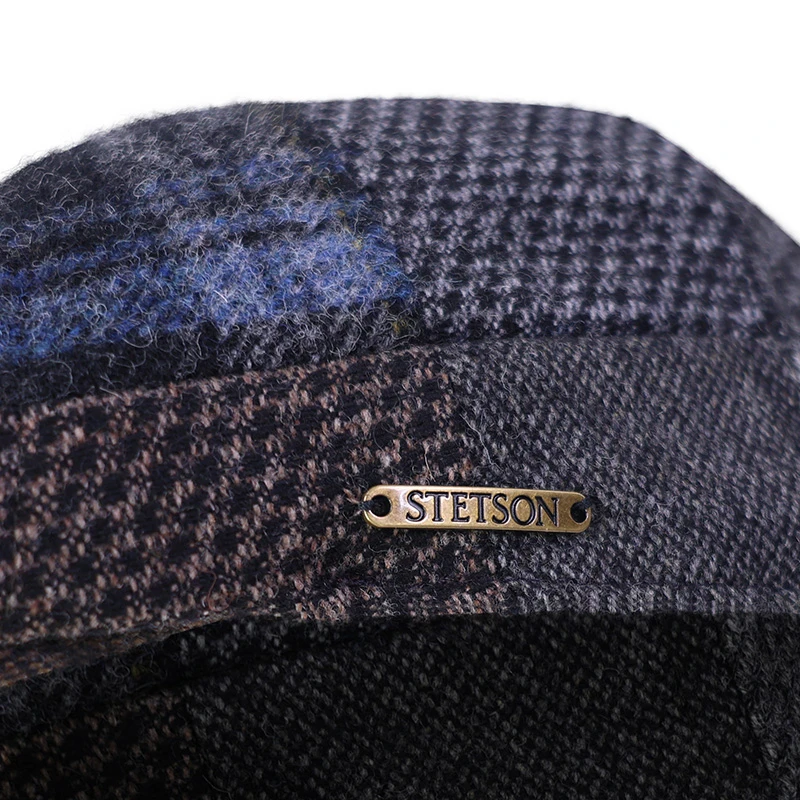 Stetson Winter Flatcap Patchwork | Bruin Navy | www.pietkoopmans.nl