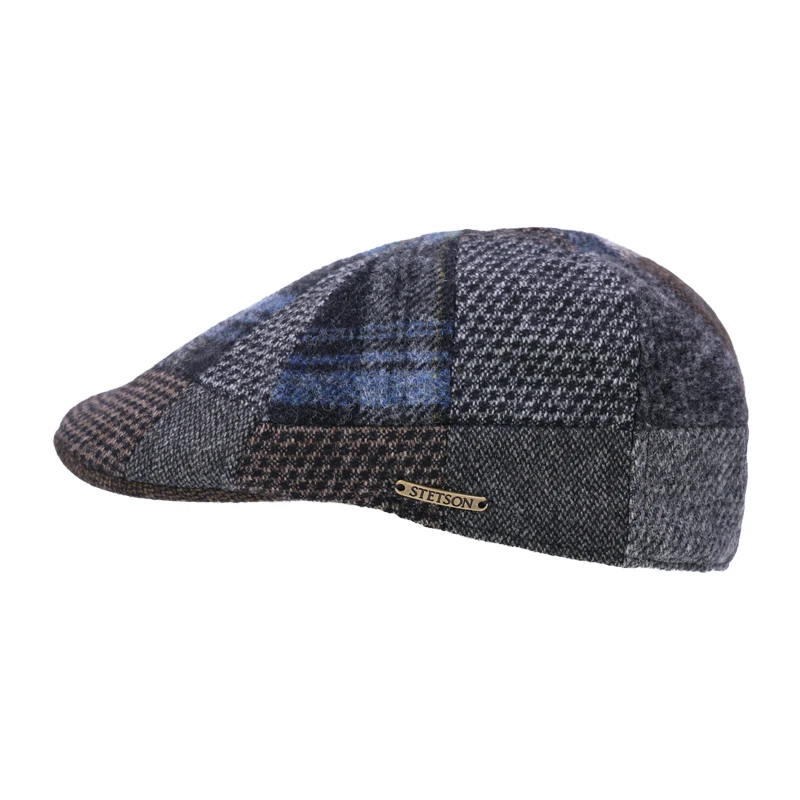 Stetson Winter Flatcap Patchwork | Bruin Navy | www.pietkoopmans.nl