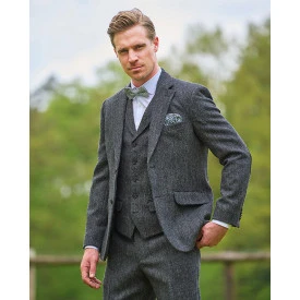 Colbert Harris Tweed Wellington | Antraciet Visgraat