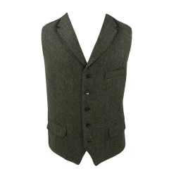 Gilet Harris Tweed Wellington | Groene Visgraat