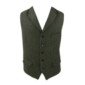Gilet Harris Tweed Wellington | Groene Visgraat