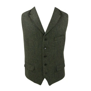 Gilet Harris Tweed Wellington | Groene Visgraat