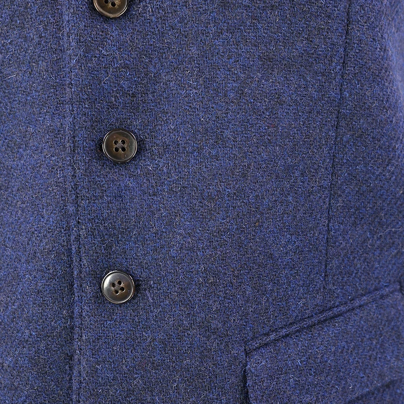 Gilet Harris Tweed Wellington | Blauw Gemeleerd | www.pietkoopmans.nl