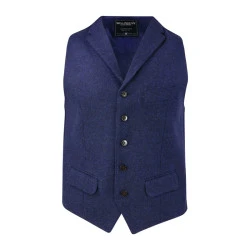 Gilet Harris Tweed Wellington | Blauw Gemeleerd