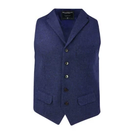 Gilet Harris Tweed Wellington | Blauw Gemeleerd