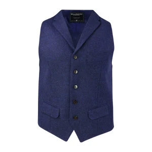 Gilet Harris Tweed Wellington | Blauw Gemeleerd