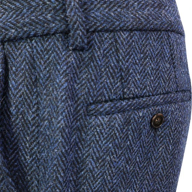 Wellington of Bilmore Tweed Broek | Blue Herringbone | www.pietkoopmans.nl