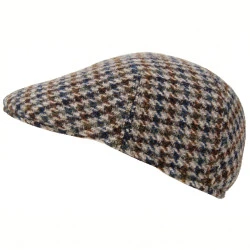 Wellington Flat Cap | Harris Tweed Pied de Poule Olijf