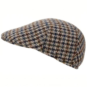 Wellington Flat Cap | Harris Tweed Pied de Poule Olijf