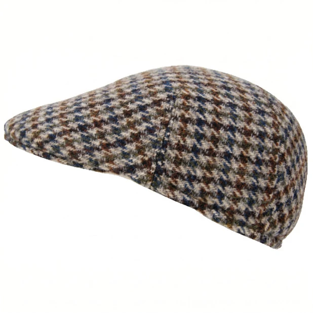 Wellington Flat Cap | Harris Tweed Pied de Poule Olijf | www.pietkoopmans.nl