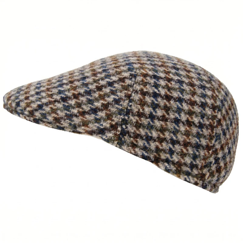 Wellington Flat Cap | Harris Tweed Pied de Poule Olijf | www.pietkoopmans.nl