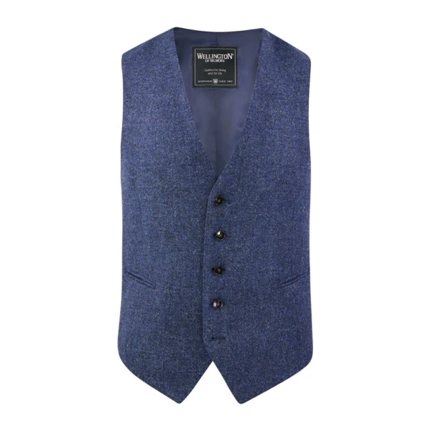 Gilet Harris Tweed Wellington | Blauw | www.pietkoopmans.nl