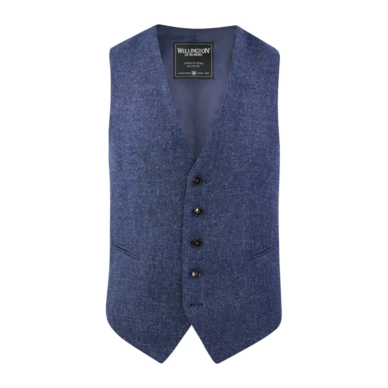 Gilet Harris Tweed Wellington | Blauw | www.pietkoopmans.nl