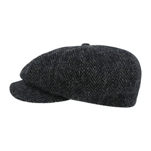 Wellington Newsboy | Harris Tweed Zwart