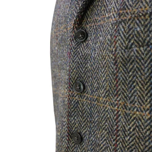 Gilet Harris Tweed Wellington | Herringbone Groen