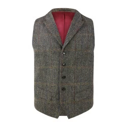 Gilet Harris Tweed Wellington | Herringbone Groen