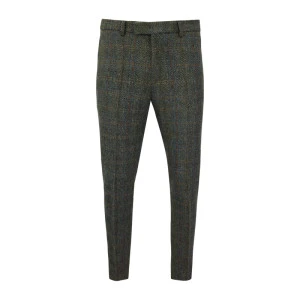 Wellington of Bilmore Tweed Broek | Olive Overcheck