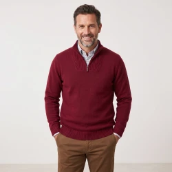 Alan Pain Half Zip Trui | Bordeaux