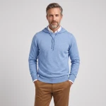 Alan Pain Fijngebreide Hoodie | Lichtblauw | www.pietkoopmans.nl