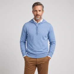 Alan Pain Fijngebreide Hoodie | Lichtblauw