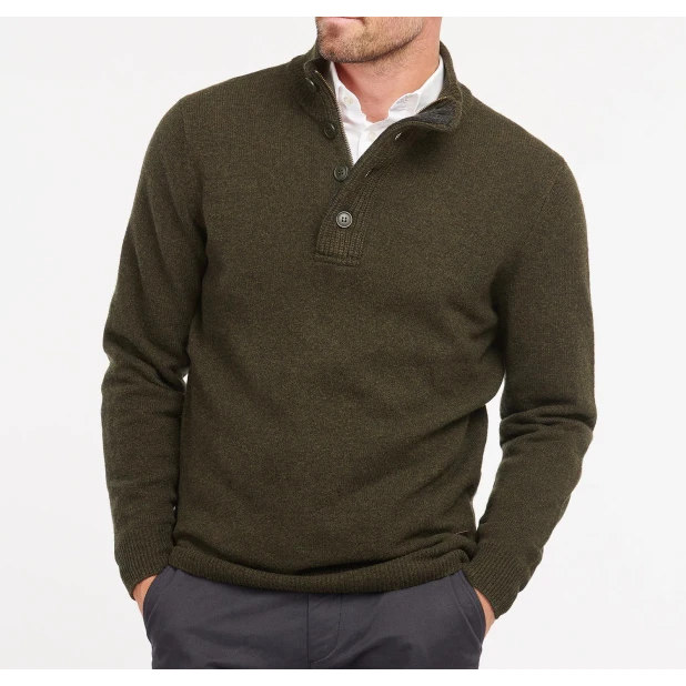 Barbour Lamswol Troye Trui | Mosgroen | www.pietkoopmans.nl