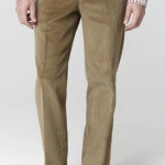 Katoenen Brede Rib Broek | Camel