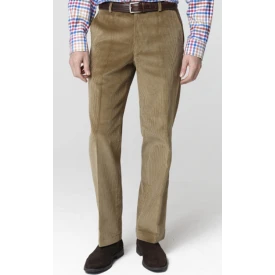 Katoenen Brede Rib Broek | Camel