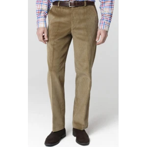 Katoenen Brede Rib Broek | Camel