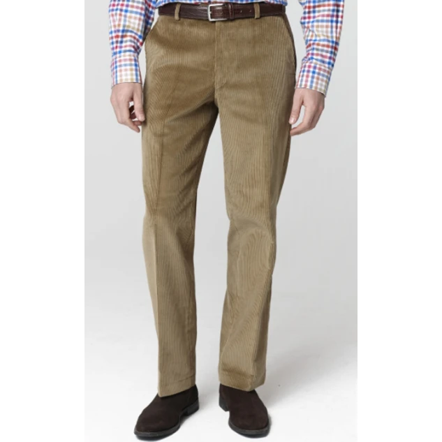 Katoenen Brede Rib Broek | Camel