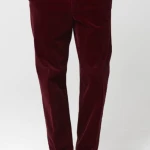 Katoenen Brede Rib Broek | Bordeaux