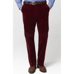 Katoenen Brede Rib Broek | Bordeaux