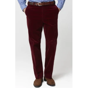 Katoenen Brede Rib Broek | Bordeaux