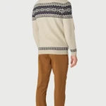 Howard Ecru Fairisle Zip Neck Jumper | Oatmeal | www.pietkoopmans.nl