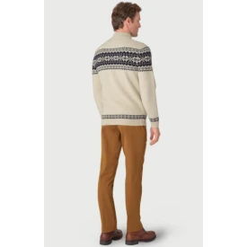 Howard Ecru Fairisle Zip Neck Jumper | Oatmeal