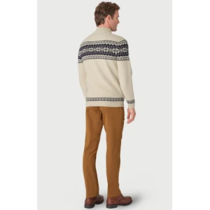 Howard Ecru Fairisle Zip Neck Jumper | Oatmeal