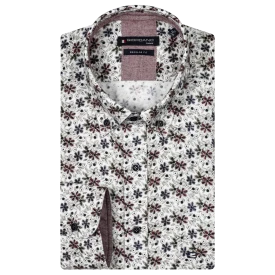 Giordano Soft Flanel Overhemd | Bordo Gebloemd