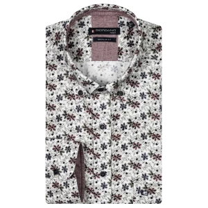 Giordano Soft Flanel Overhemd | Bordo Gebloemd