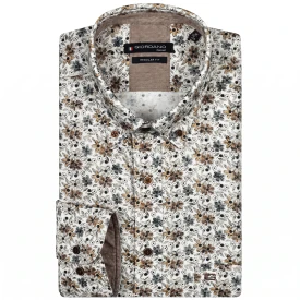Giordano Soft Flanel Overhemd | Camel Gebloemd