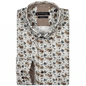 Giordano Soft Flanel Overhemd | Camel Gebloemd