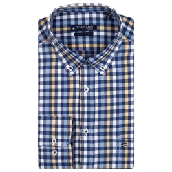 Giordano Overhemd | Blauw Geel Geblokt