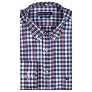 Giordano Overhemd | Blauw Framboos Geblokt