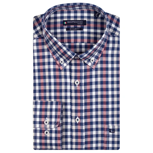 Giordano Overhemd | Blauw Framboos Geblokt | www.pietkoopmans.nl
